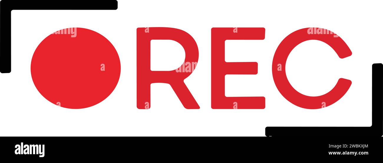 Recording sign icon. Red logo camera video recording symbol, rec icon Stock Vector