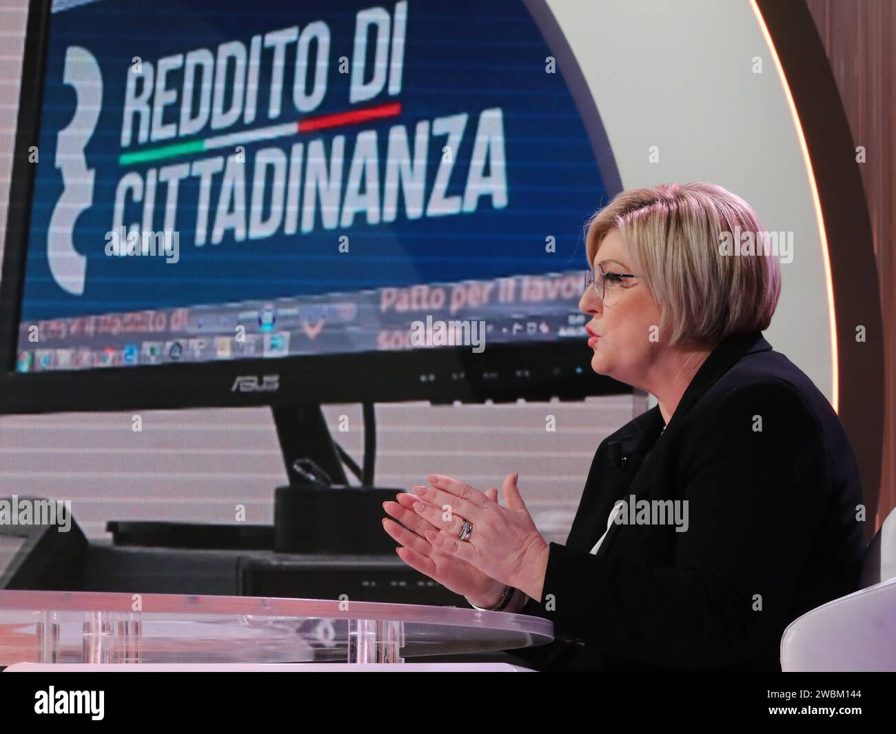 Rome, Italy. 11th Jan, 2024. Rome, Rai ex Teulada studios, TV broadcast