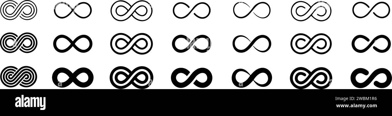 Infinity icon set. Infinity, eternity, infinite, endless, loop symbols ...