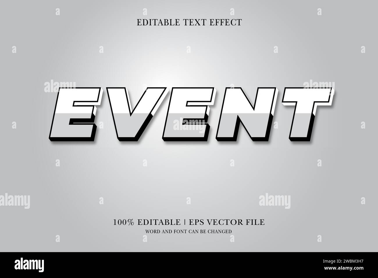 Event title background Editable text effect, 3d text template Stock