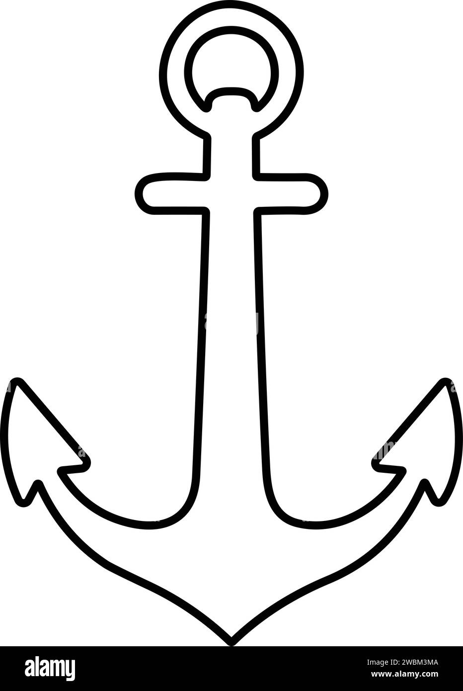 Anchor icon. Anchor in sea. Nautical symbol. Simple anchor line style