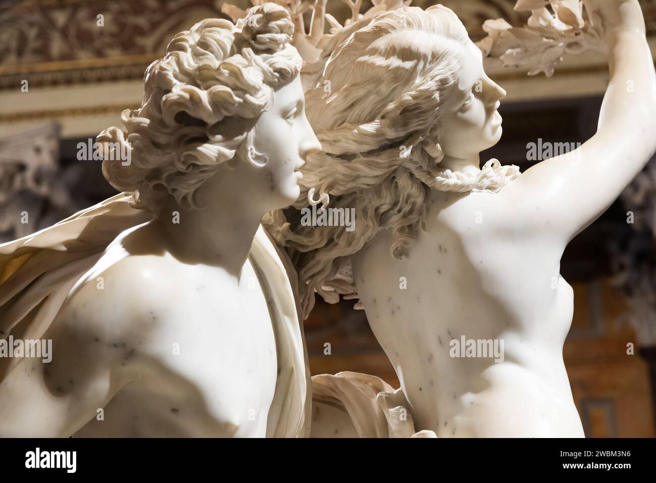 Rome, Italy - 28 December 2023: Borghese Gallery, Apollo and Daphne by Gian Lorenzo Bernini, circa 1625. Carrara marble, h. cm 243 Stock Photo