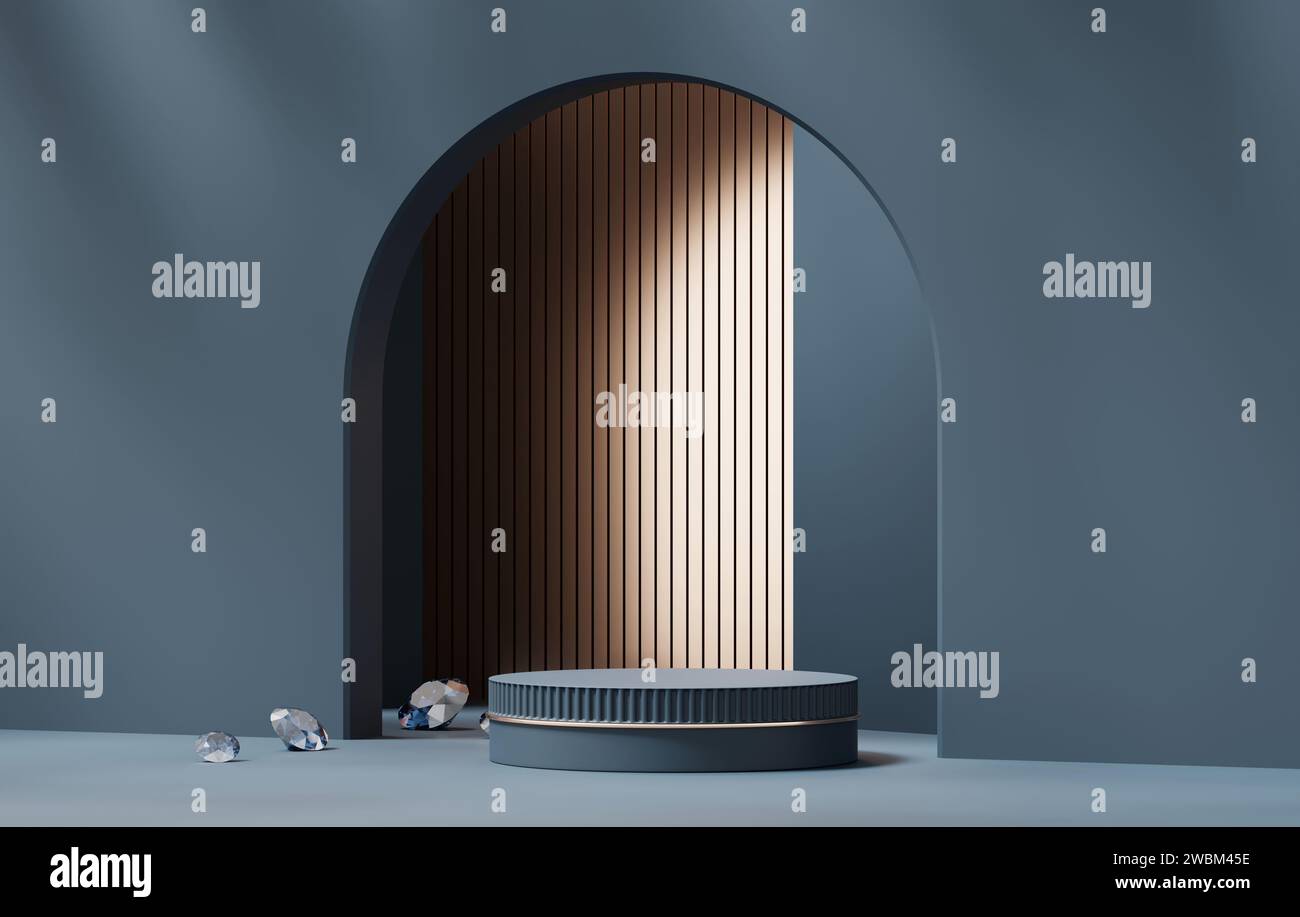 Blue Minimal Podium Platform Backdrop For Product Display Showcase 3D ...