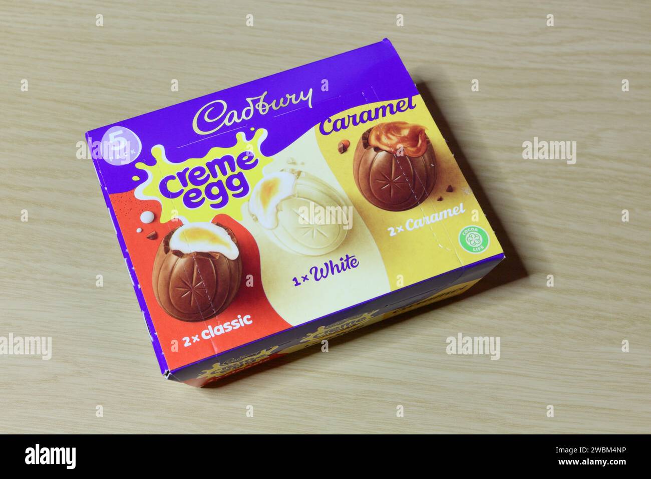 Pack of Cadbury creme eggs, chocolate food snack mini easter eggs Stock Photo