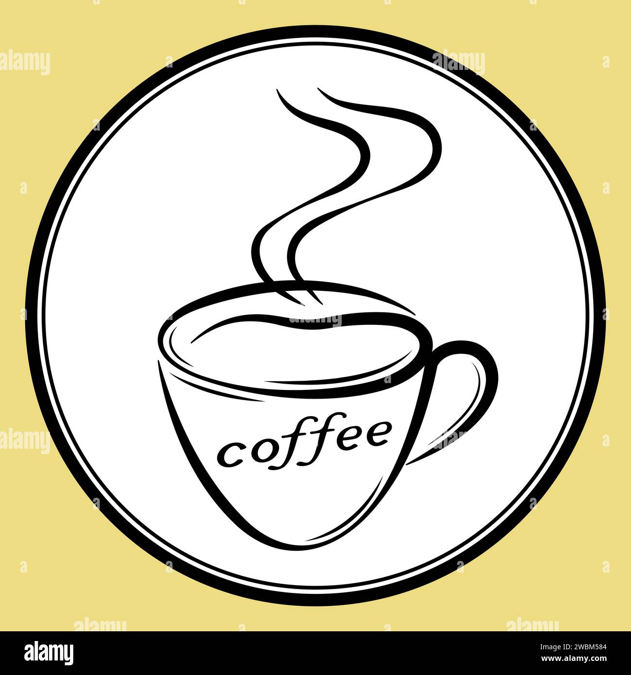 Coffee cup sign banner outline retro style vector design Stock Vector