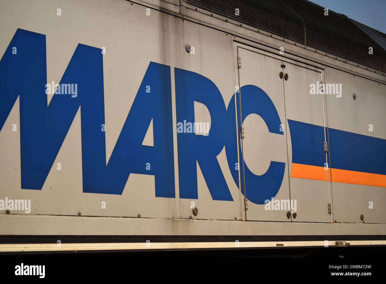 "Gaithersburg, MD USA 04232023 Here is a photo of an MP36H MARC train pulling into the