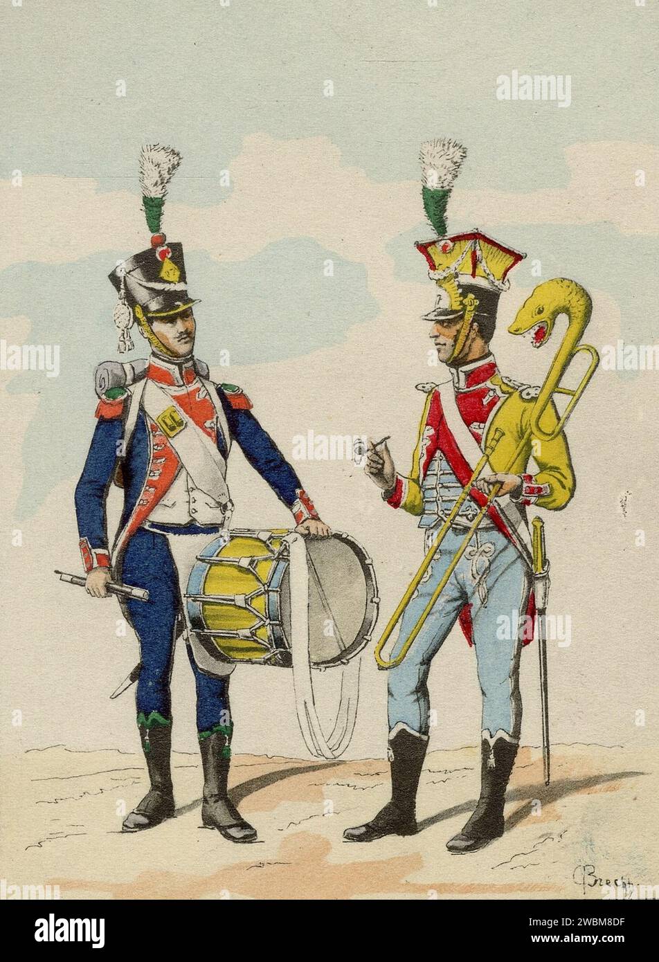 Figurines Militaires Cyrnos - Lot De 5 Chasseurs Alpins Avec Trombone Et Tambour