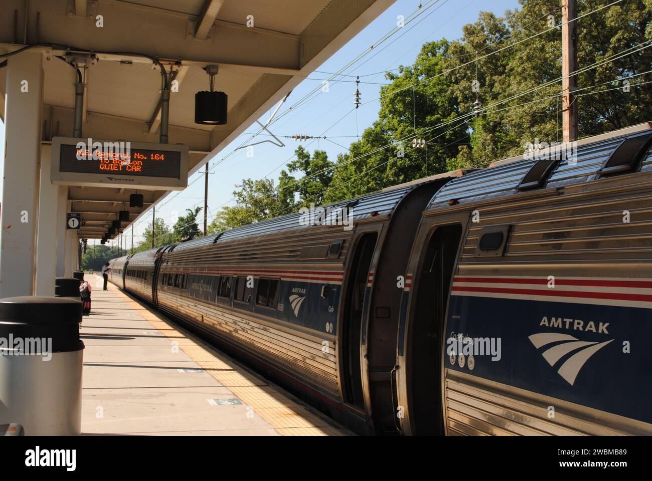 A photo of an Amtrak Northeast Regional train at the BWI train station