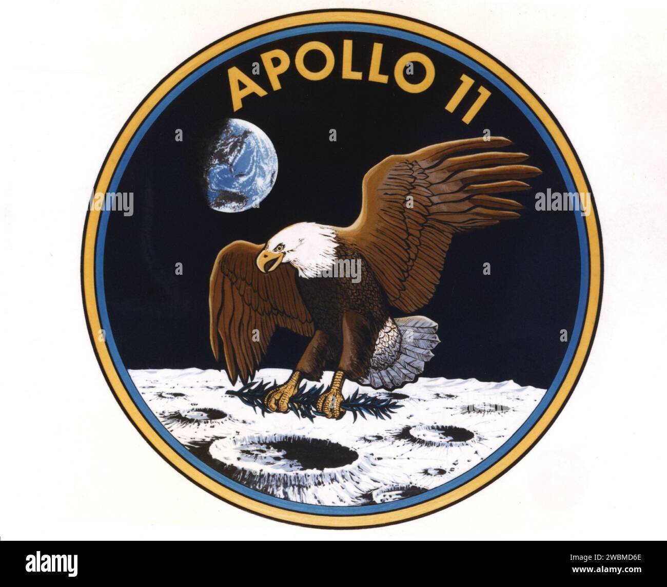 The official Apollo 11 mission patch represents the first manned lunar ...