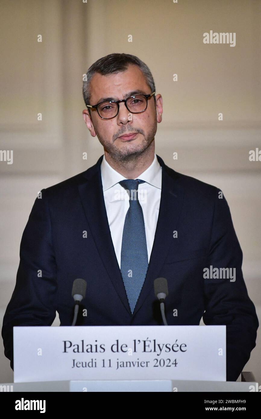 Paris, France. 11th Jan, 2024. Elysee Palace General Secretary Alexis