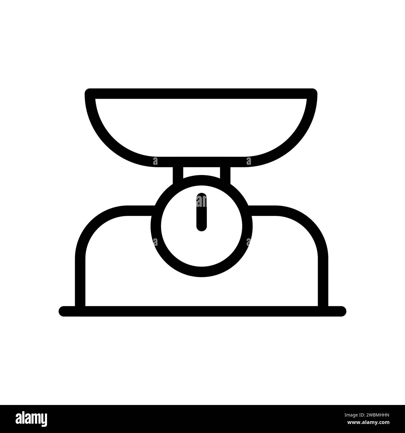 Vector black line icon kitchen scales isolated on white background Stock Vector