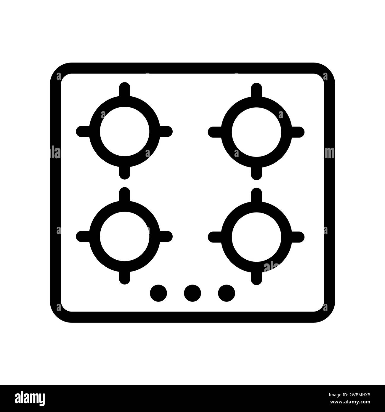 Vector black line icon kitchen stove isolated on white background Stock ...