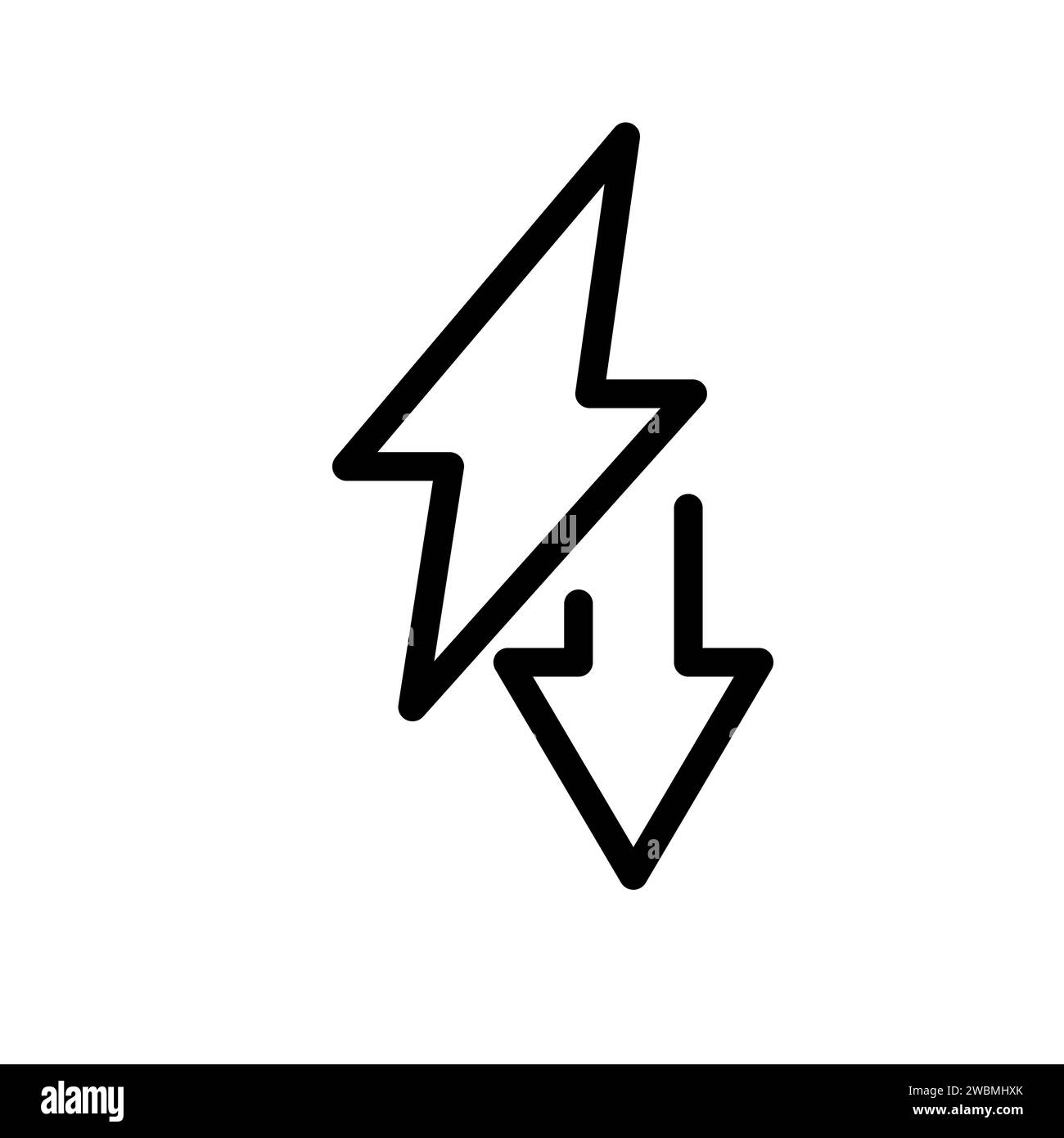 Vector black line icon low energy consumption isolated on white