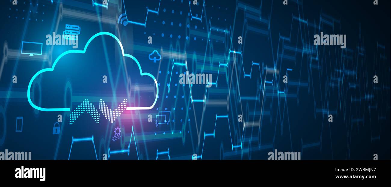 Modern cloud technology. Integrated digital web concept background ...