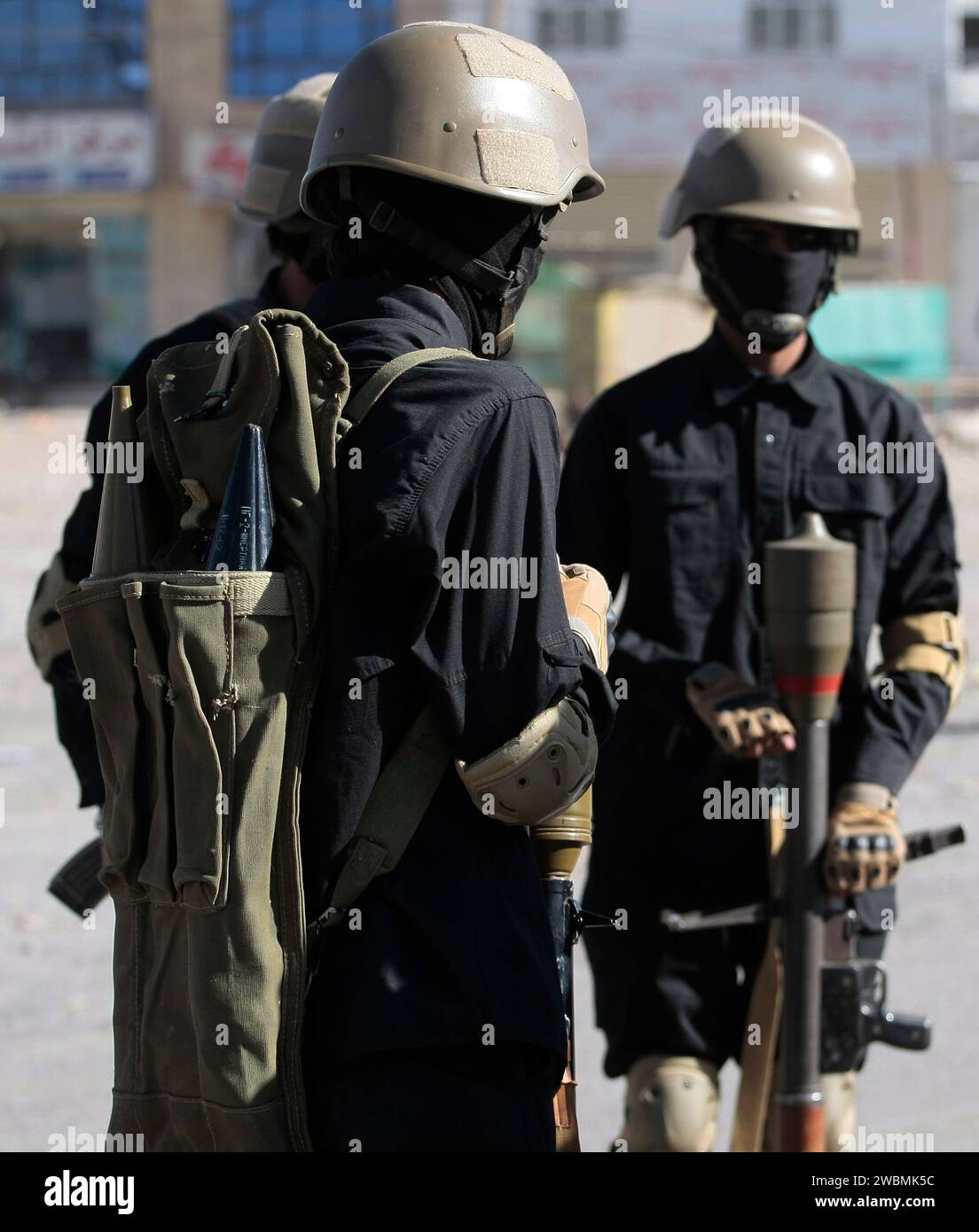 Sanaa, Sanaa, Yemen. 11th Jan, 2024. Houthi troopers stand guard during