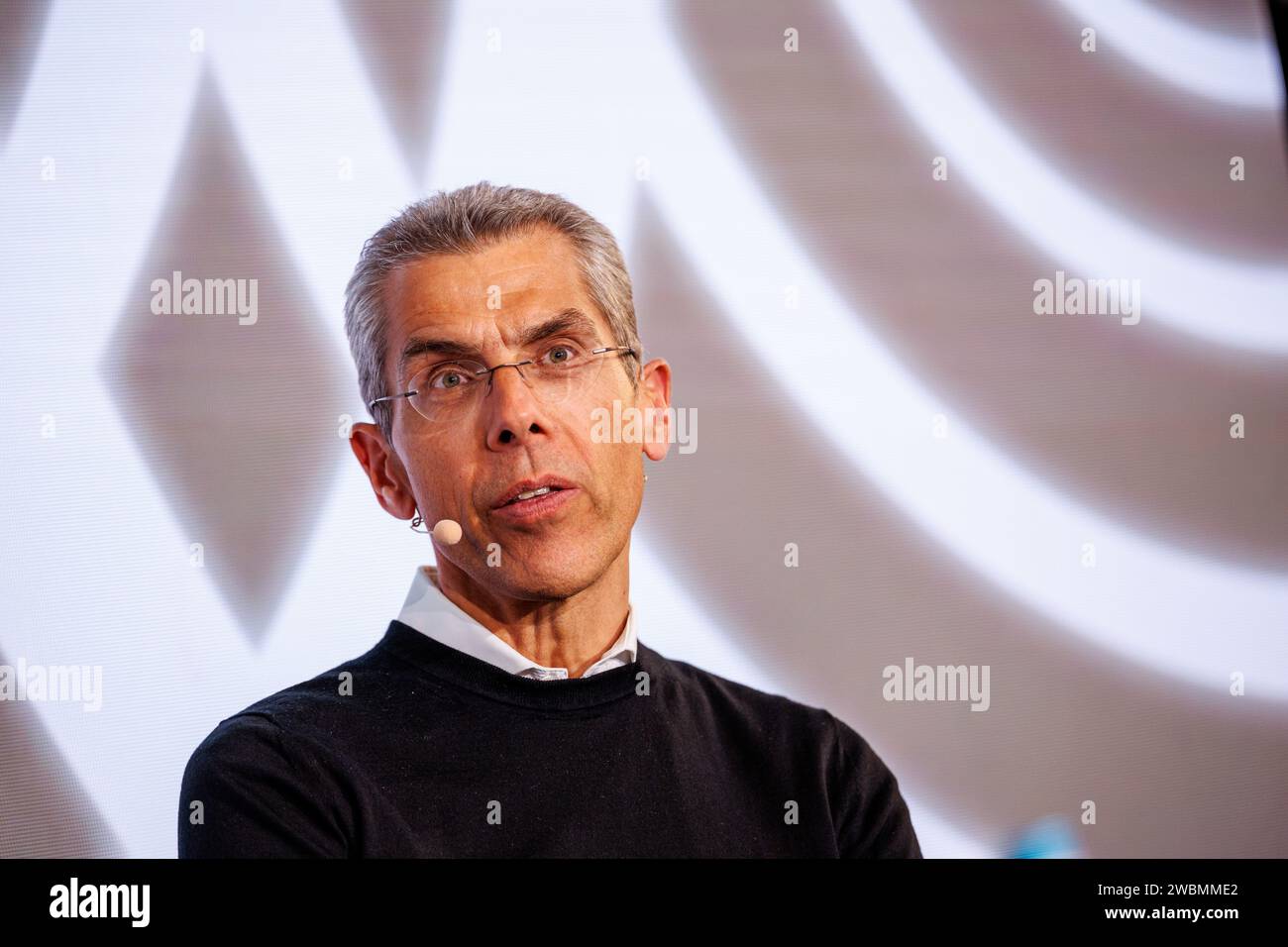 Munich, Germany. 11th Jan, 2024. Michael Diederich, Deputy CEO and CFO of FC Bayern, speaks at the Digital Life Design (DLD) innovation conference. DLD is a conference on internet trends and developments in digitalization. Credit: Matthias Balk/dpa/Alamy Live News Stock Photo
