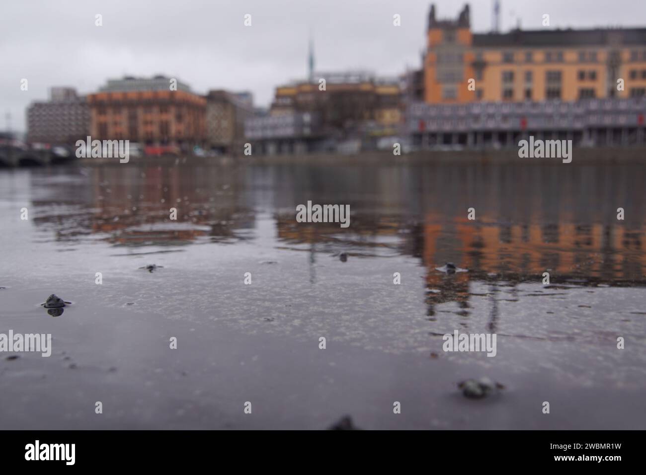 Reflection of buildings in a puddle Stock Photo - Alamy