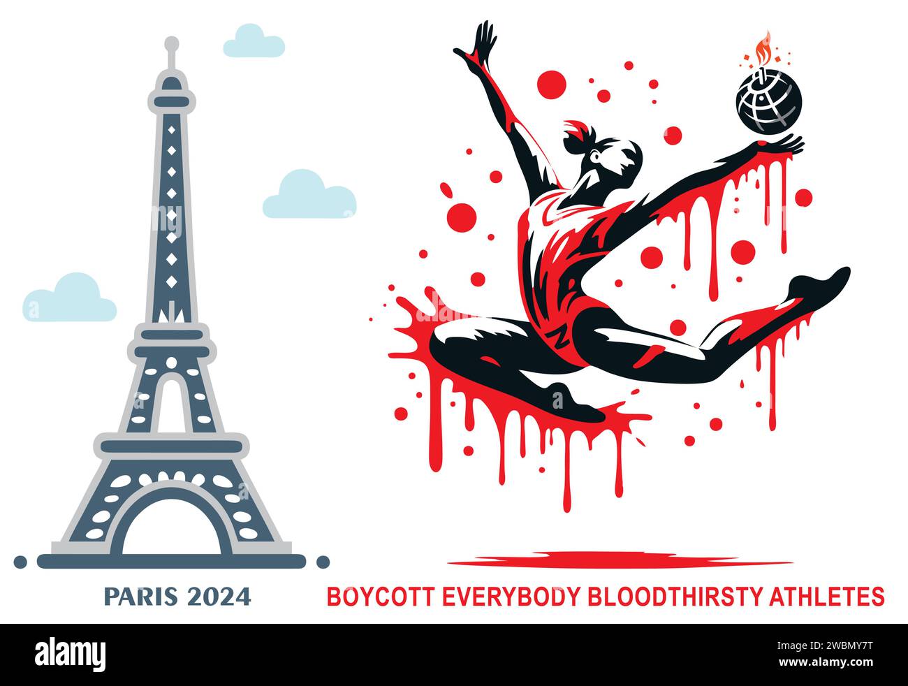 Vector illustration calling for worldwide boycott of athletes from