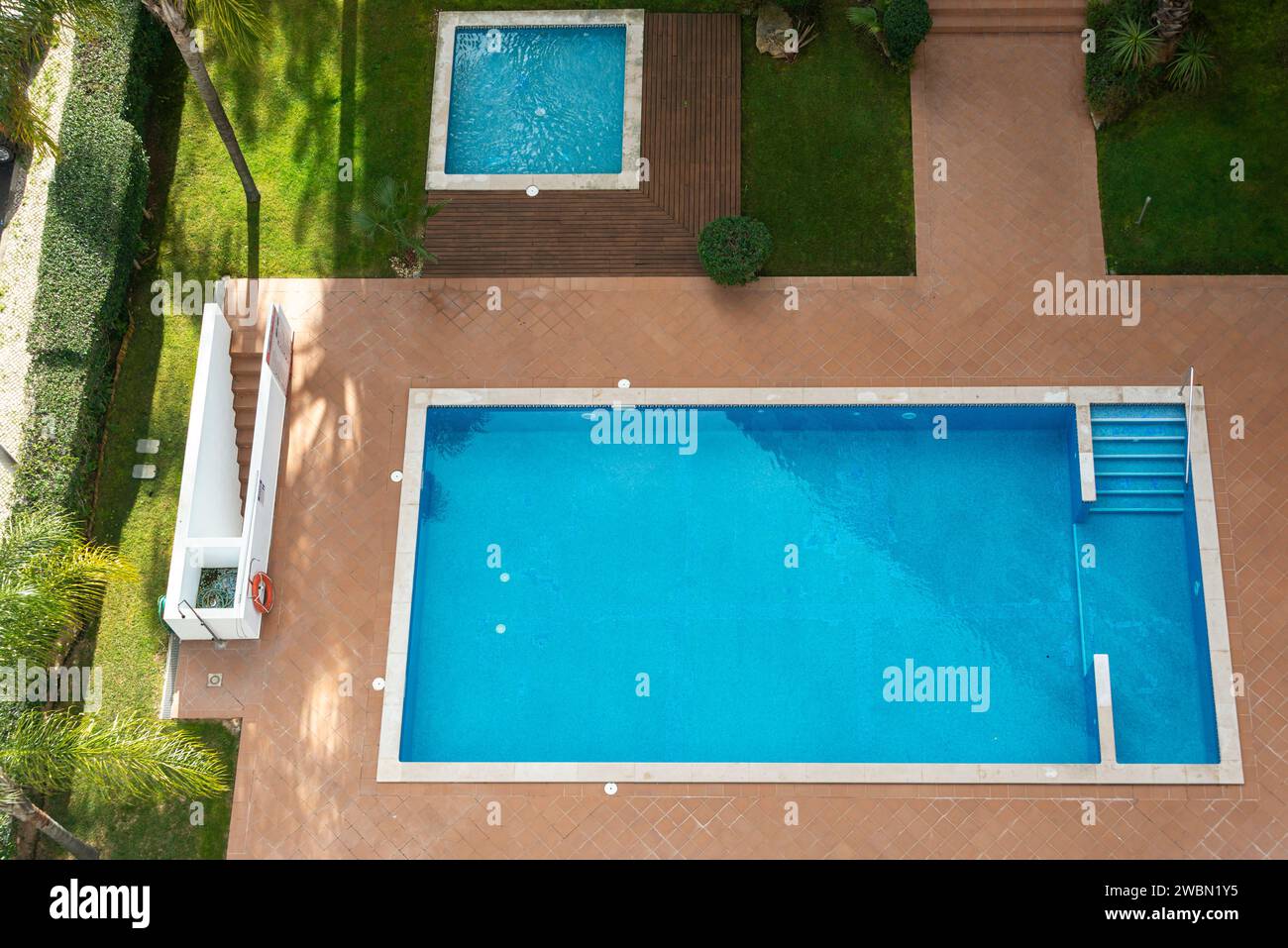 swimming pool viewed from above Stock Photo