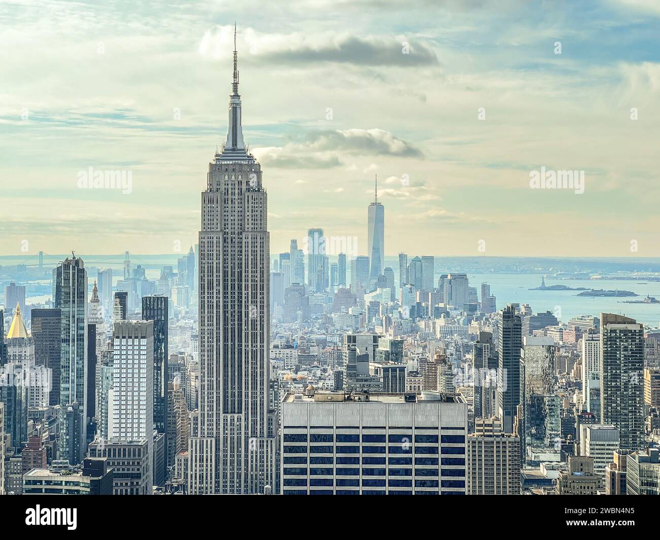Aerial panoramic view of New-York city Manhattan skyline Empire State ...