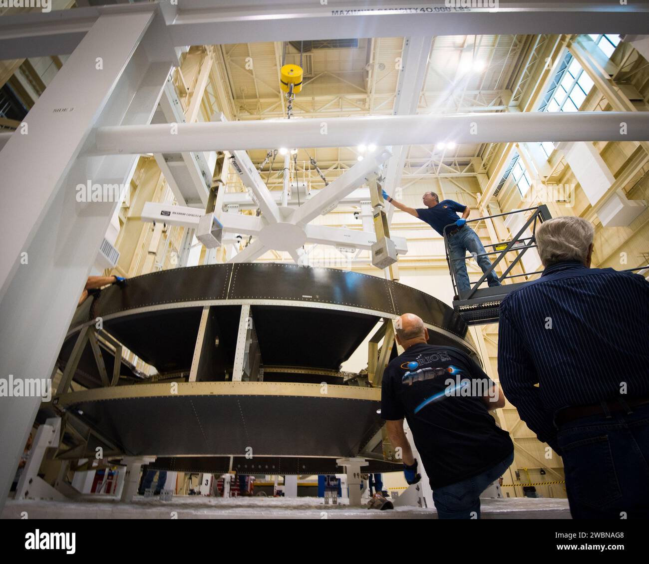 The Orion Crew Module Adapter Structural Test Article was positioned in ...