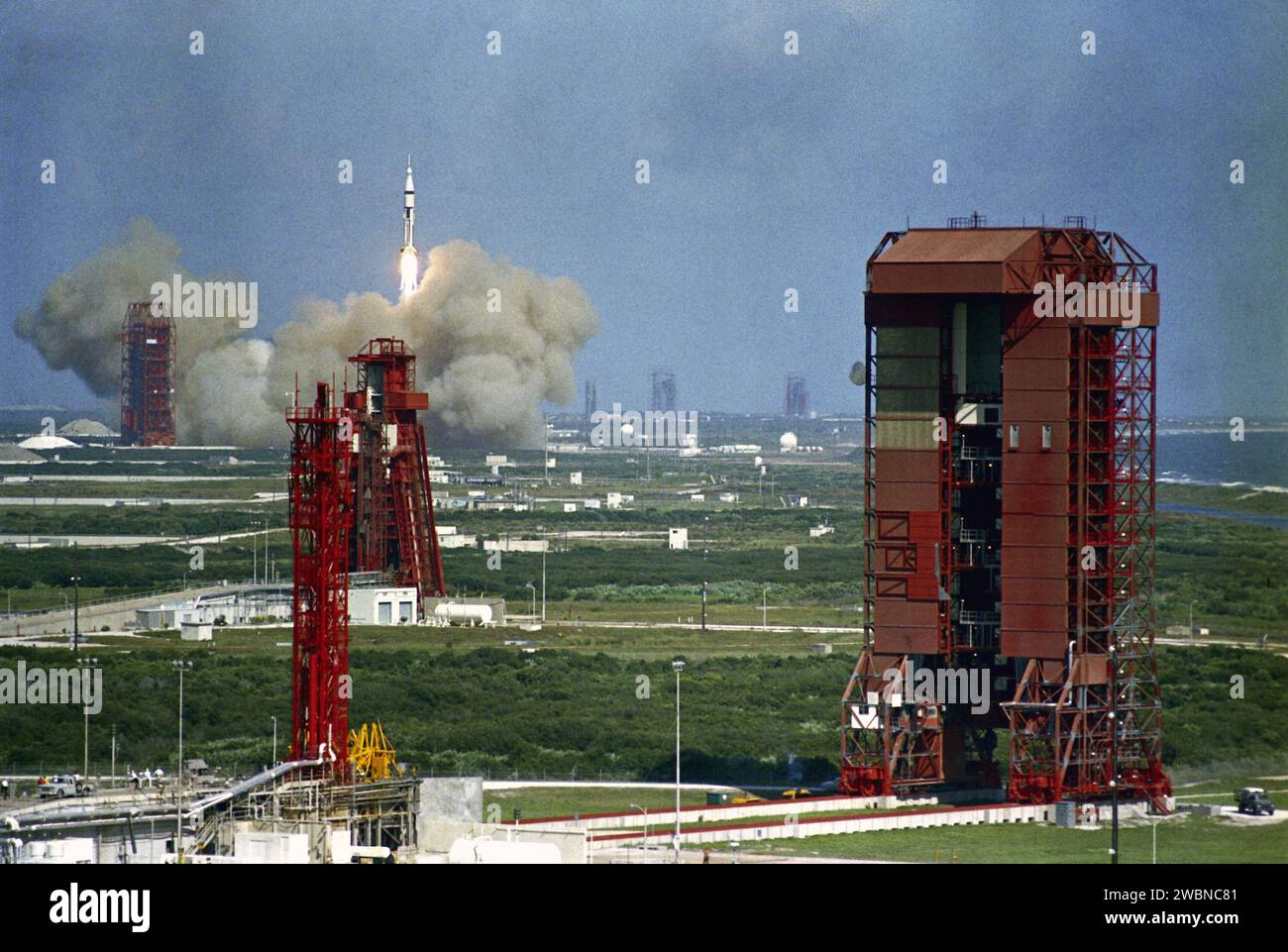 Apollo 7 lifts off atop a Saturn IB rocket from Launch Complex 34 at ...