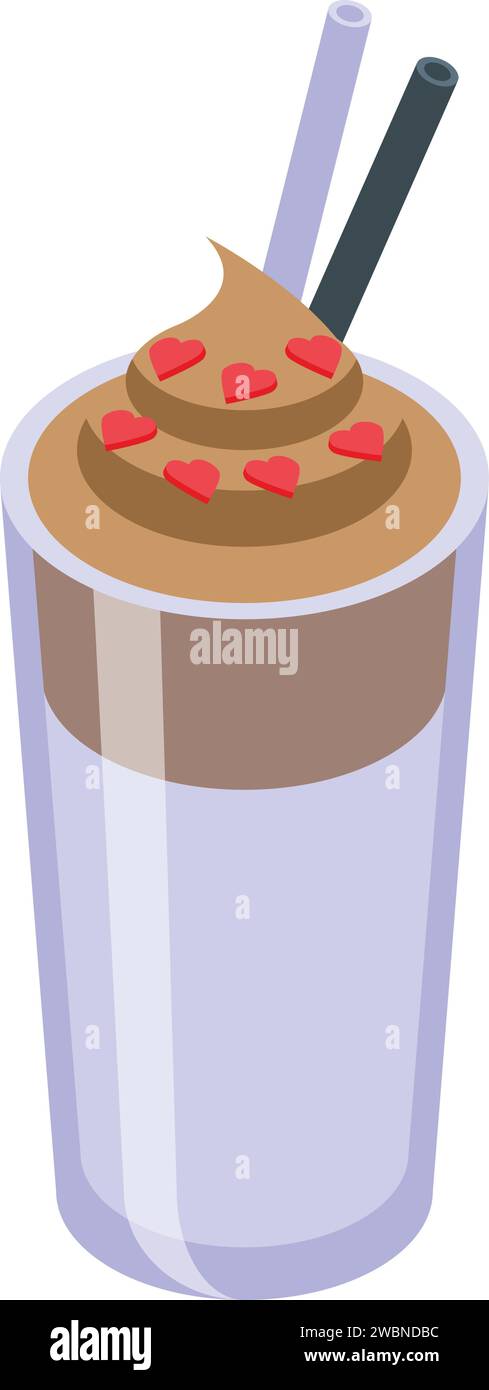 Milk shake coffee icon isometric vector. Summer cocktail. Dalgona coffee Stock Vector