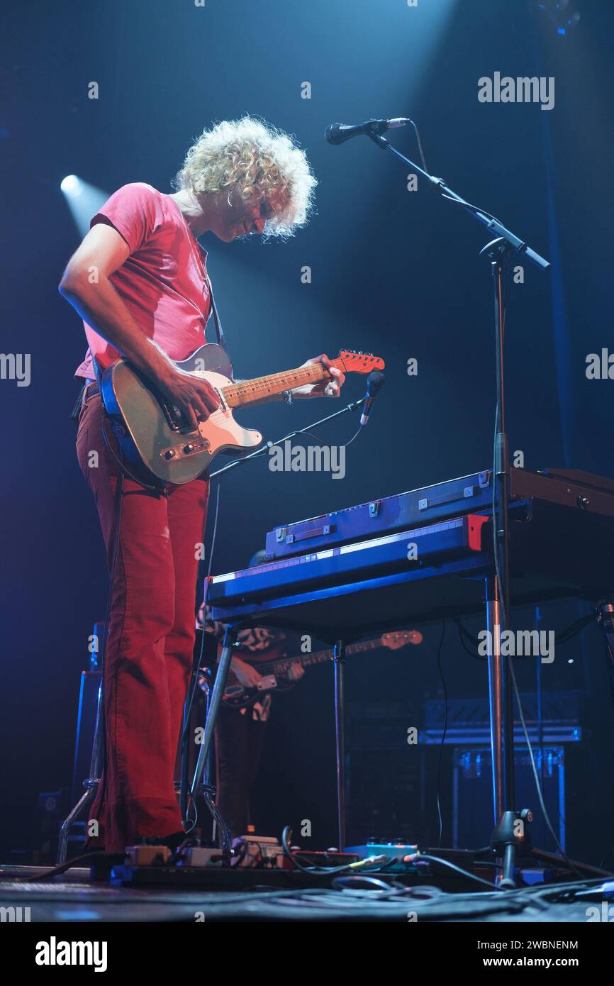 The singer Ovidi Tormo from the group Los Zigarros performs during the concert at the INVERFEST festival at the Music station in Madrid January 10, 20 Stock Photo