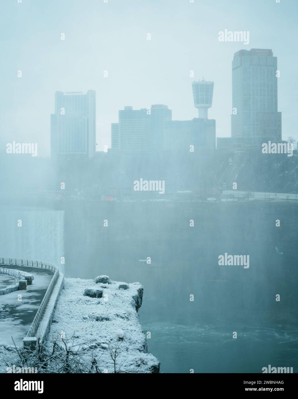 View from Terrapin Point on a cloudy winter day, Niagara Falls, New York Stock Photo