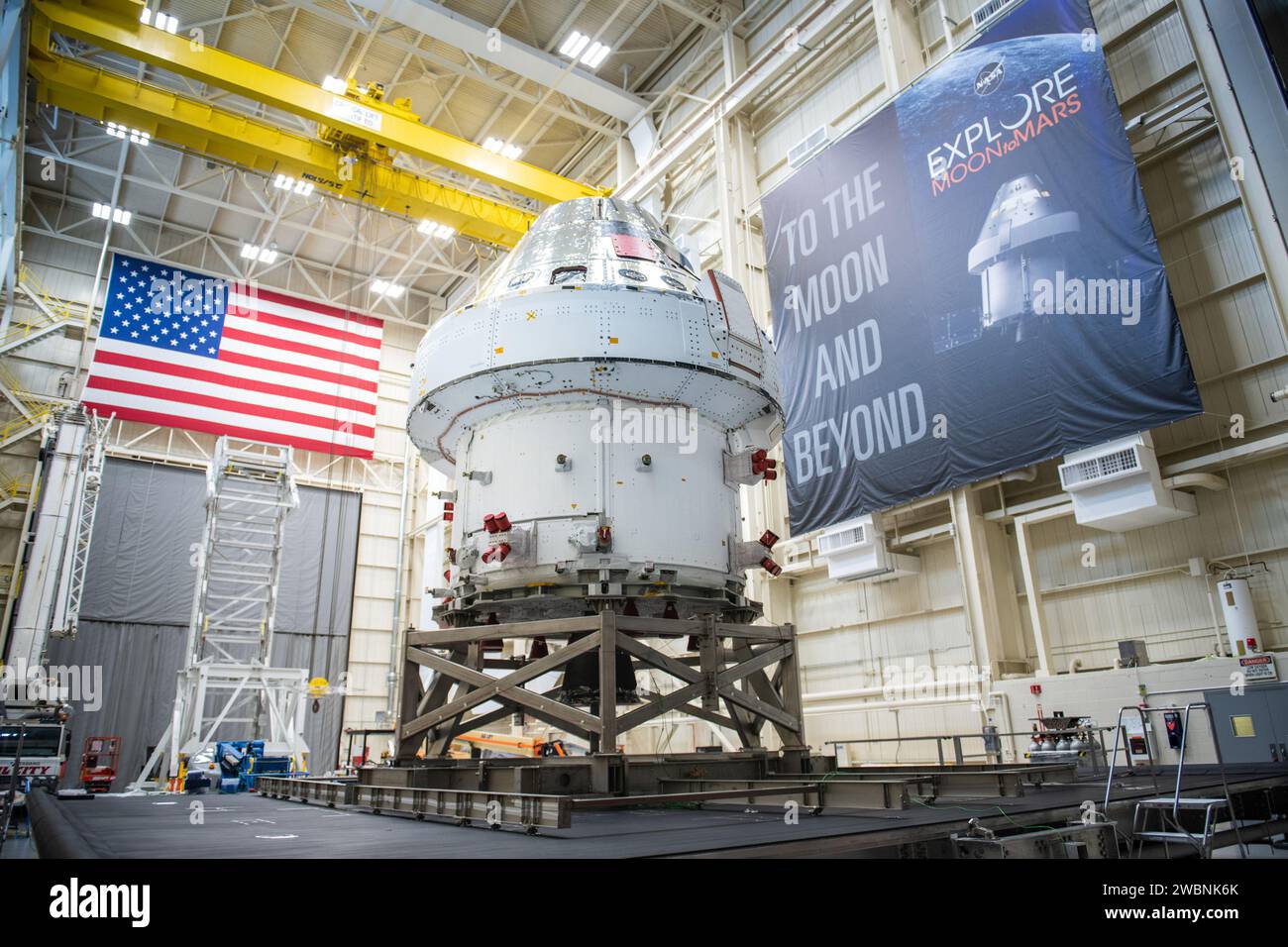 Glenn Research Center's Neil A. Armstrong Test Facility (formerly Plum Brook Station) in Ohio houses the world’s largest space simulation vacuum chamber where the Orion spacecraft, shown here on March 12, 2020, was rigorously tested for Artemis missions to the Moon. Stock Photo