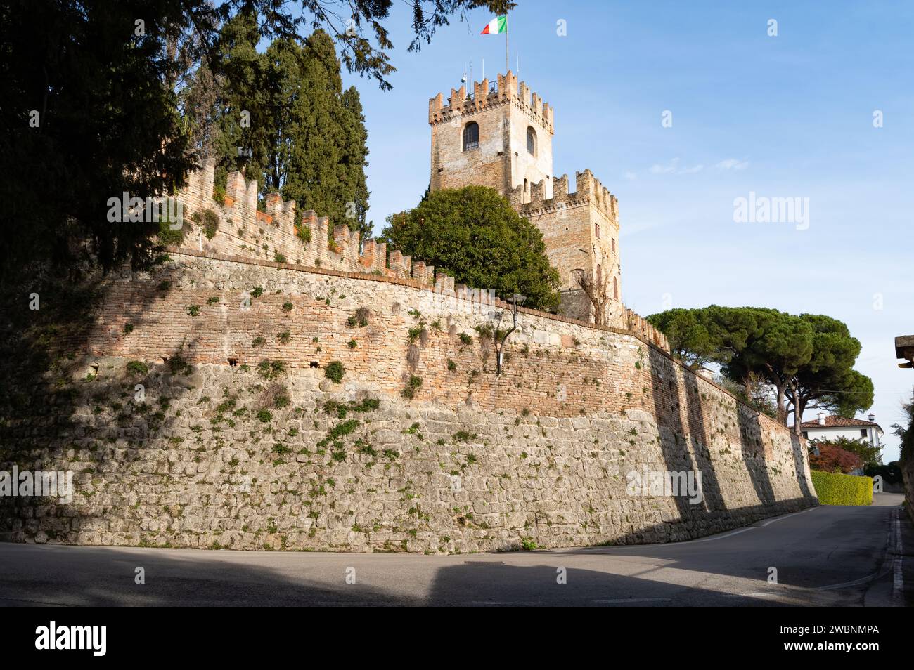 View of the medieval castle of Conegliano in northern Italy Stock Photo