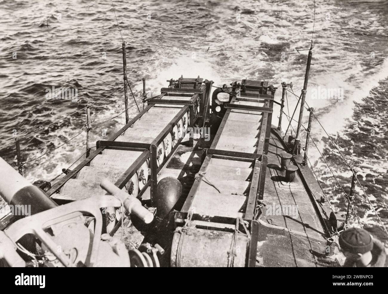Depth charges of an American destroyer during World War I Stock Photo