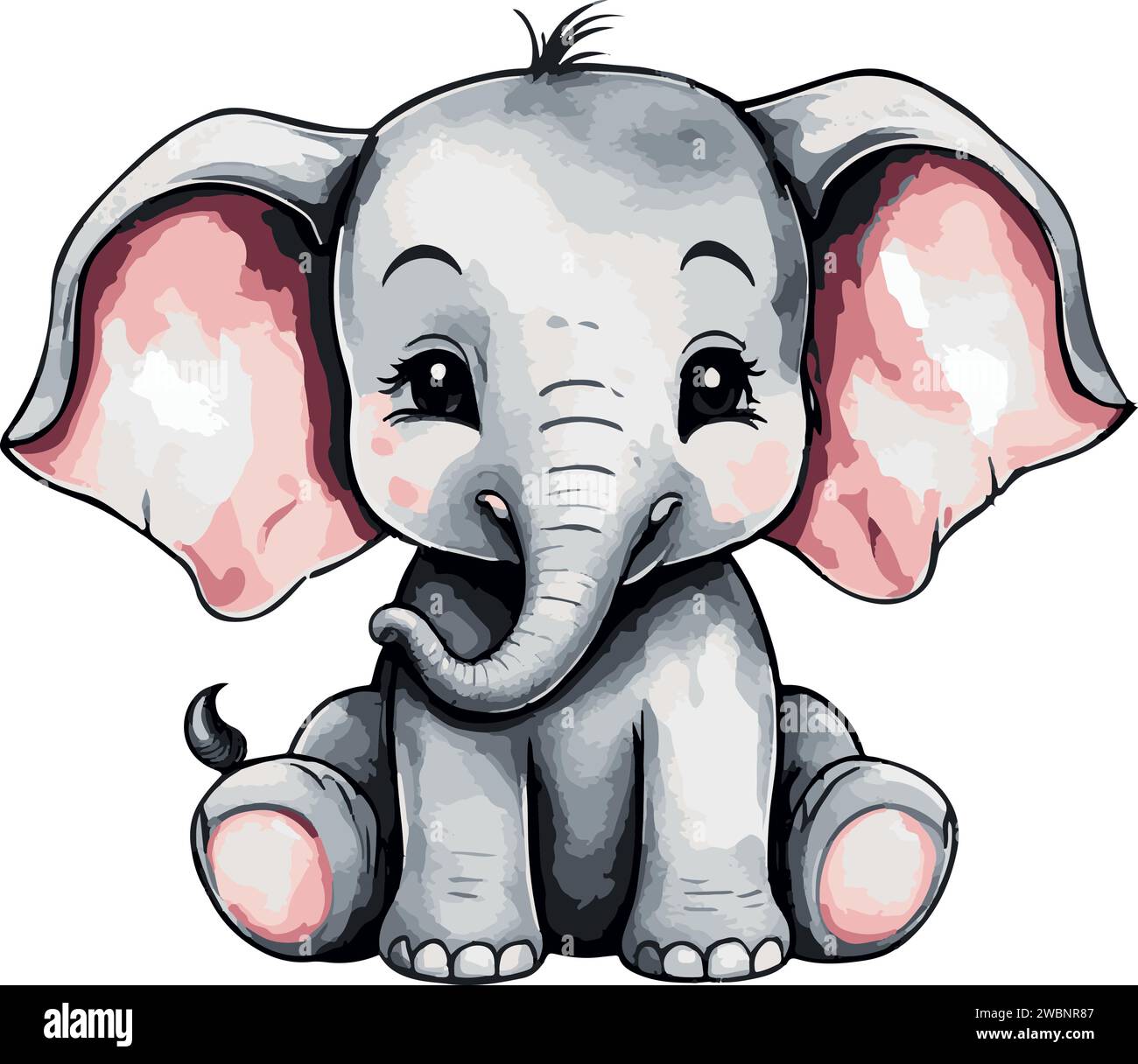 Amazing lovely vector art watercolor cute elephant Stock Vector Image ...