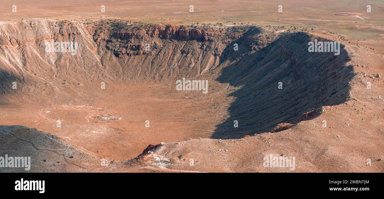 Aerial view of the Meteor Crater Natural Landmark at Arizona. Stock Photo