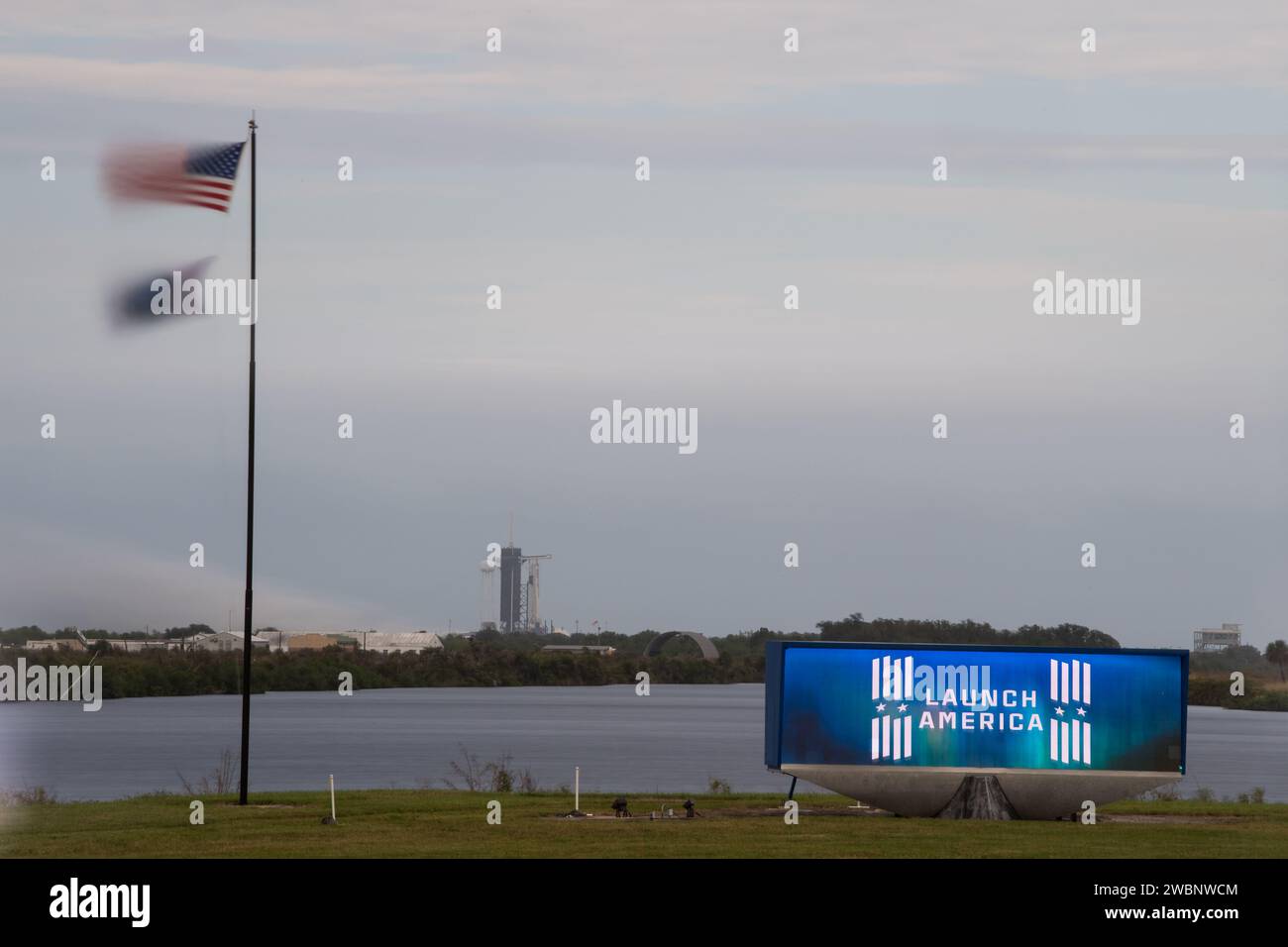 A SpaceX Falcon 9 rocket with Crew Dragon spacecraft is on Launch ...