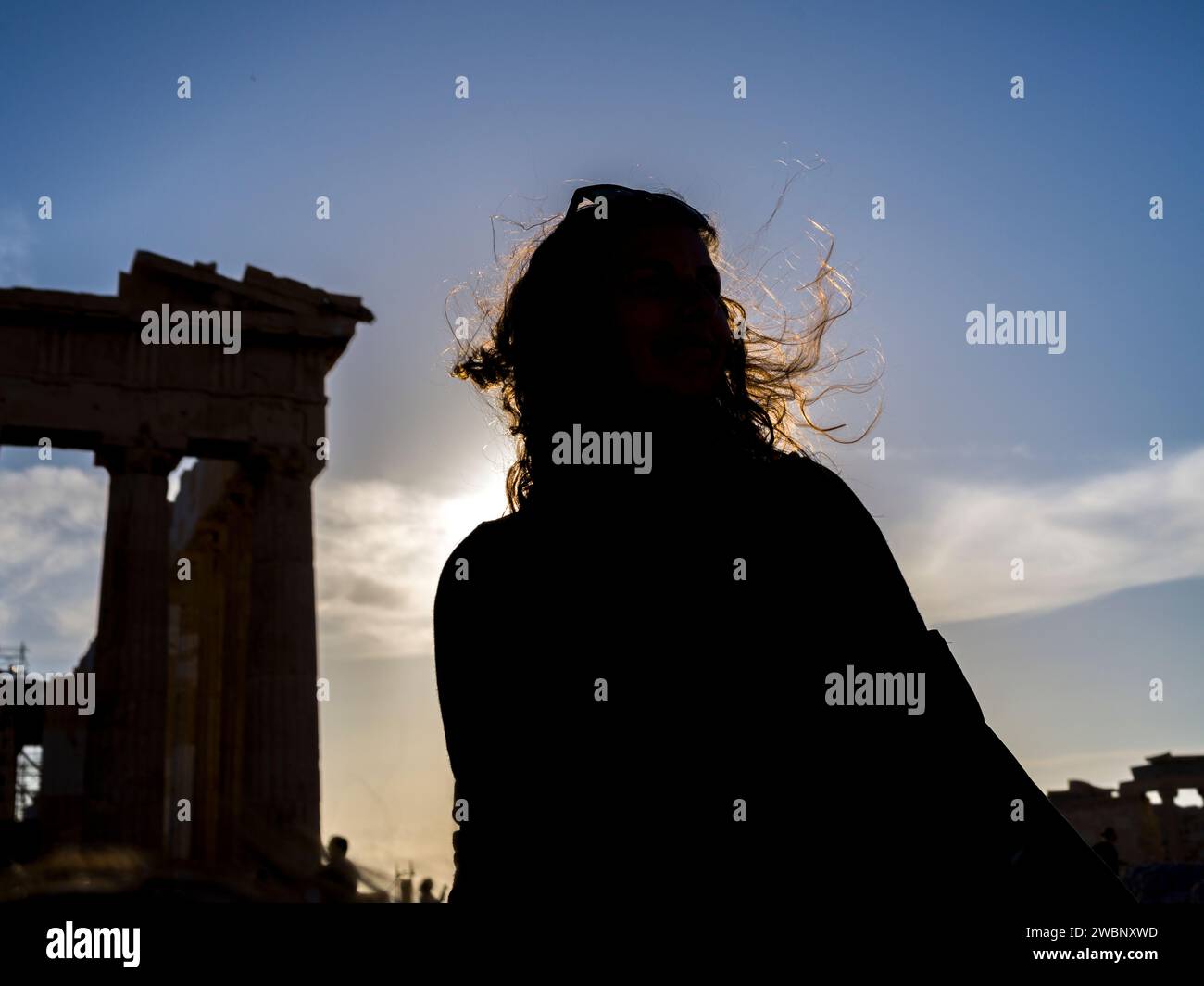 The Acropolis of Athens is an ancient citadel located on a rocky outcrop above the city of Athens, Greece Stock Photo