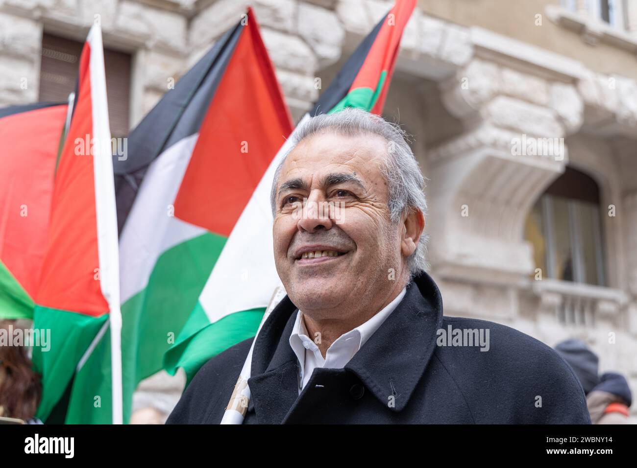 Rome, Italy. 11th Jan, 2024. Yousef Salman, leader of Palestinian ...