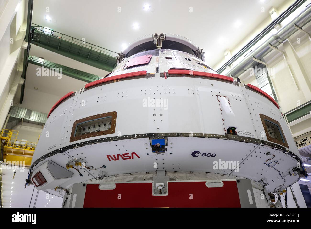 NASA’s Artemis I Orion spacecraft crew module is being prepared in the ...