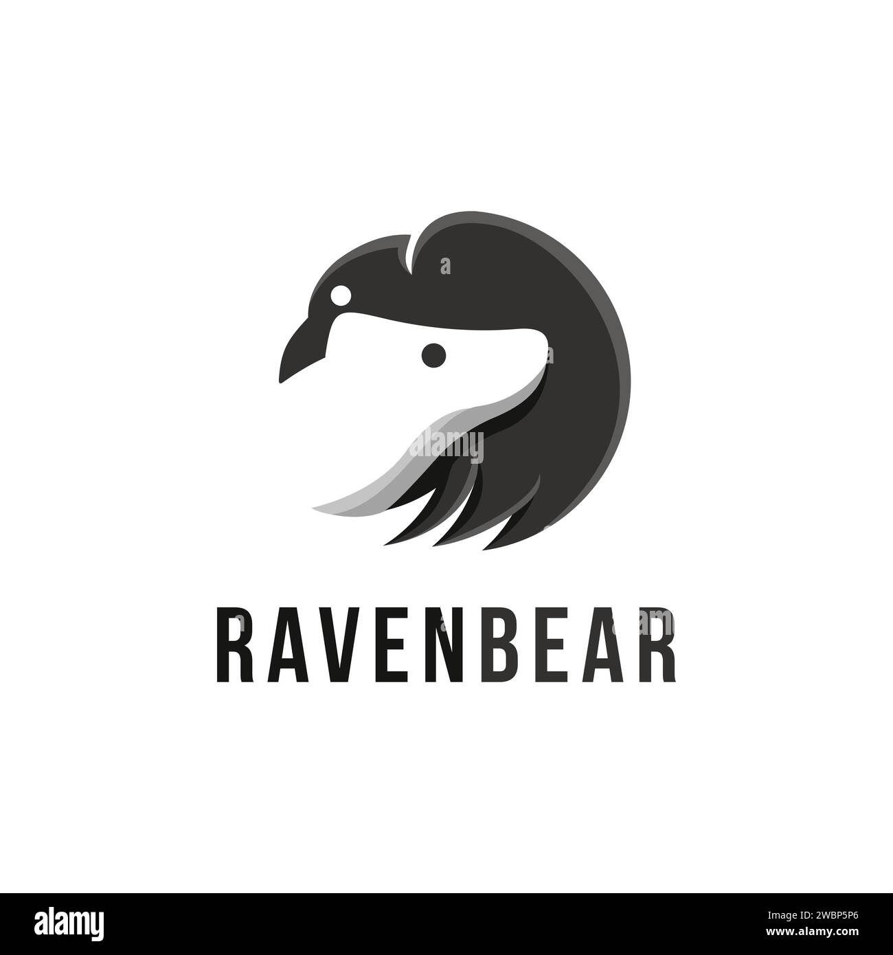 Minimalist Raven and bear logo icon vector template, with negative ...
