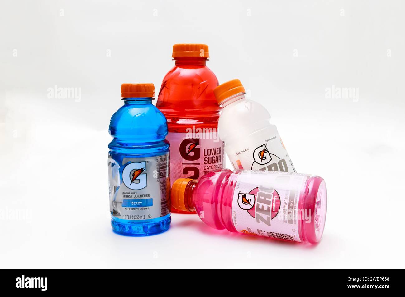 For staying hydrated, Gatorade sports drink contains electrolytes Stock