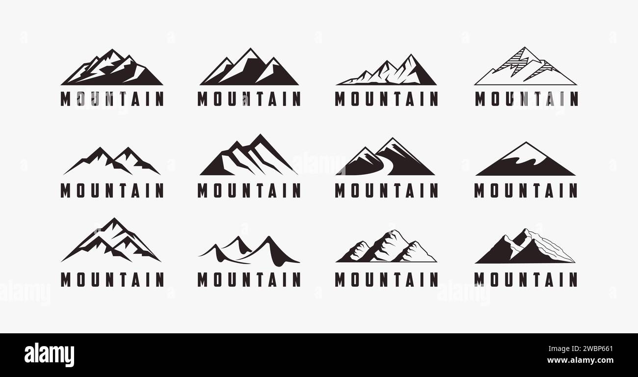 Set of outdoor travel adventure logo with mountain icon vector ...