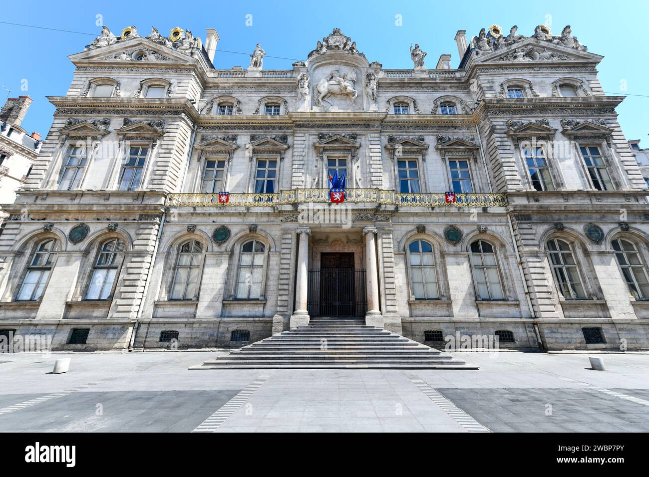 Hotel de Ville of Lyon, France. The city hall of Lyon, France, and one of the largest historic buildings in the city. Stock Photo
