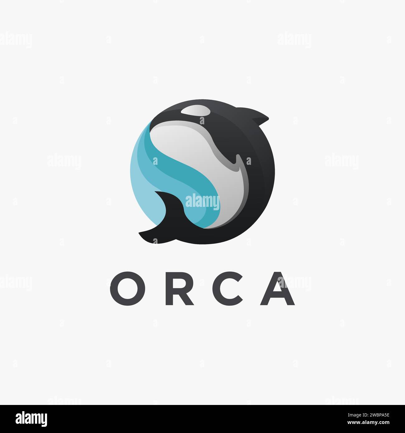 Modern jumping orca killer whale logo icon vector on white background Stock Vector