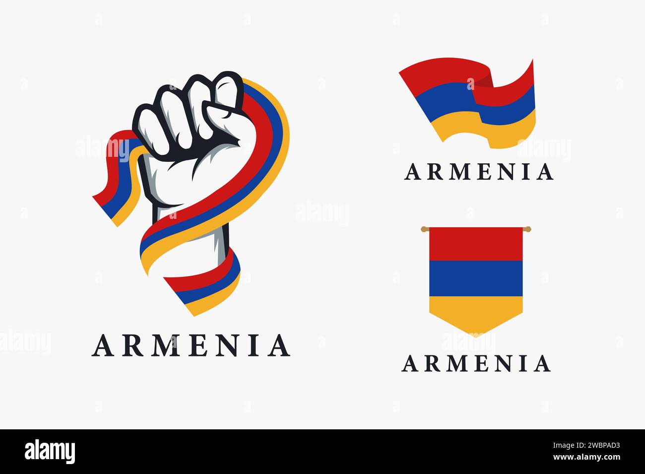Spirit rising hand of Armenia flag series vector set on white ...