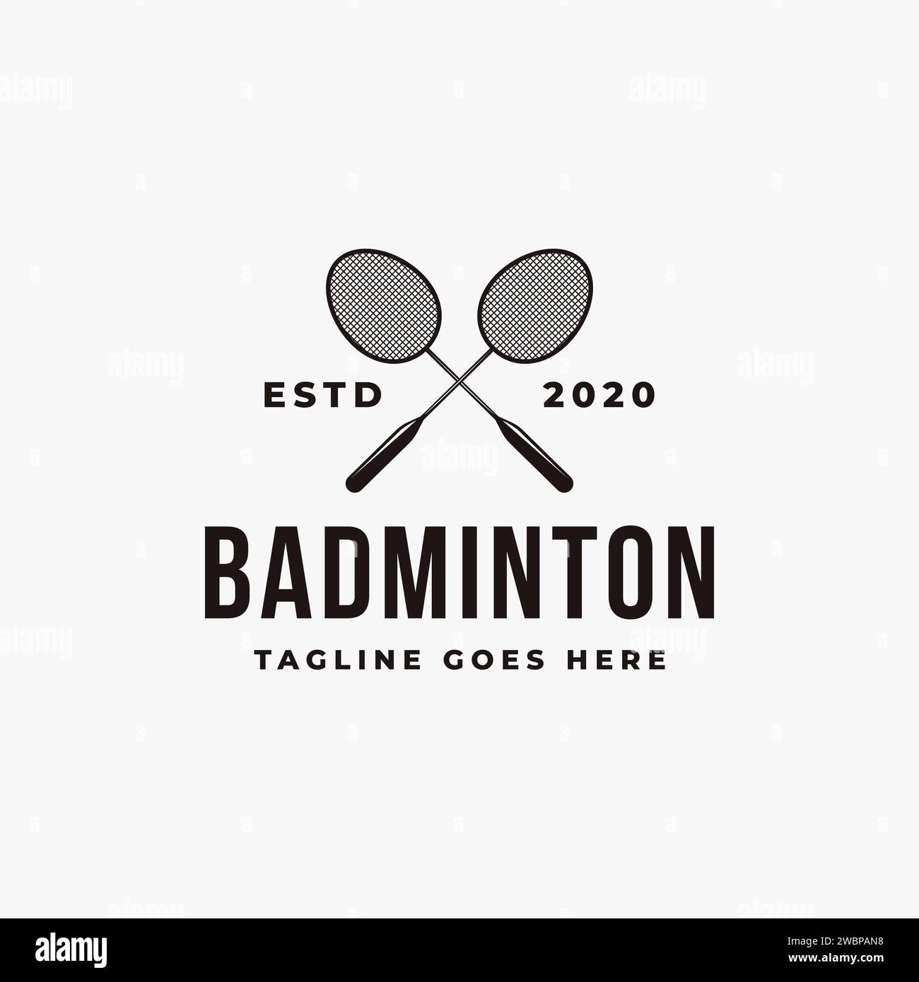 Vintage badminton racket logo icon vector on white background Stock