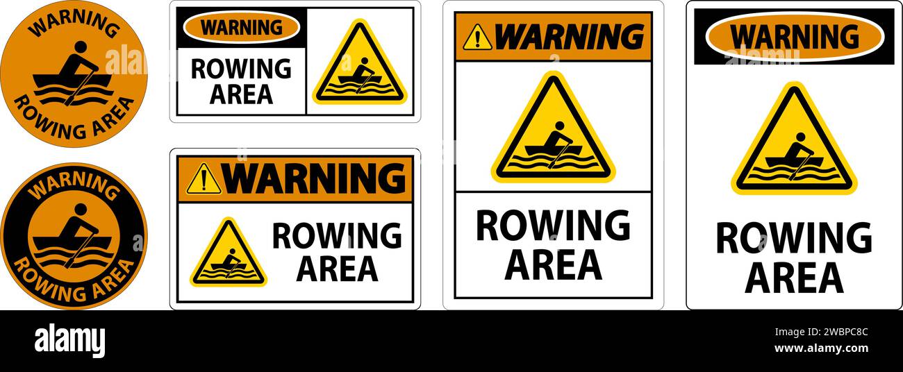 Water Safety Sign Warning - Rowing Area Stock Vector