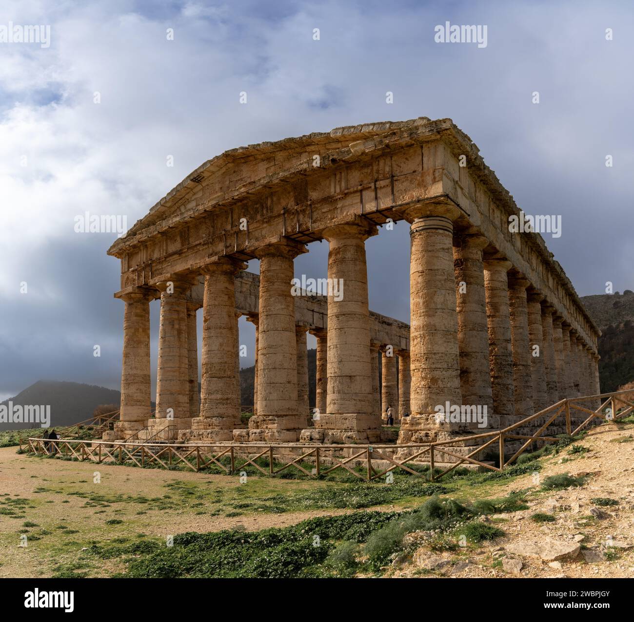 Calatafimi-Segesta, Italy - 4 January, 2024: view of the Doric Temple of Segesta under an overcast sky Stock Photo