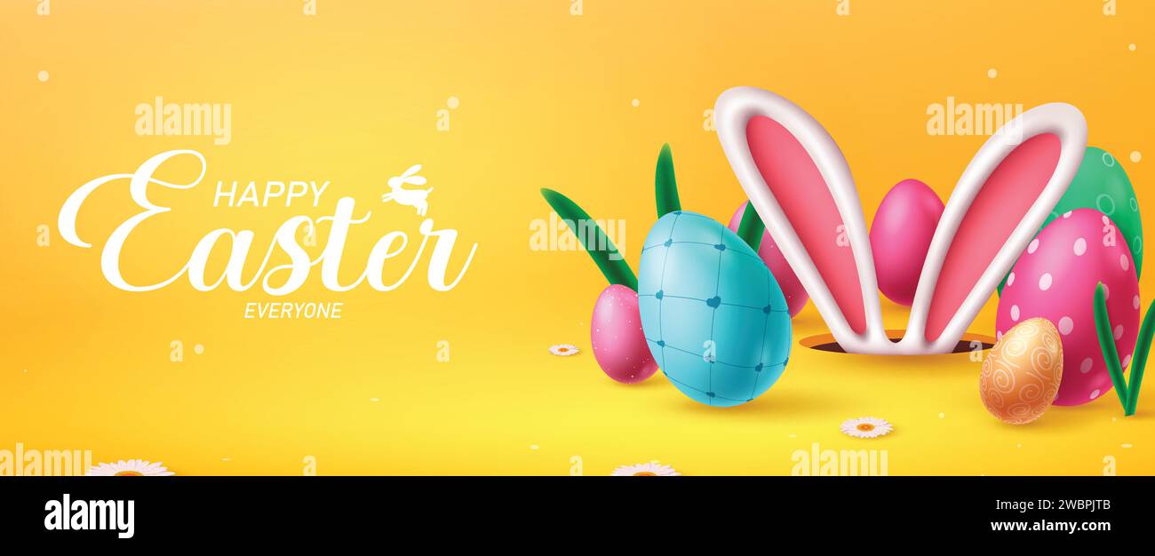 Happy easter text vector banner design. Happy easter greeting card with ...