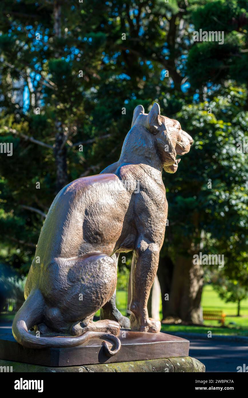 One of two lions that sit outside Lion Gate Lodge in the Royal Botanic