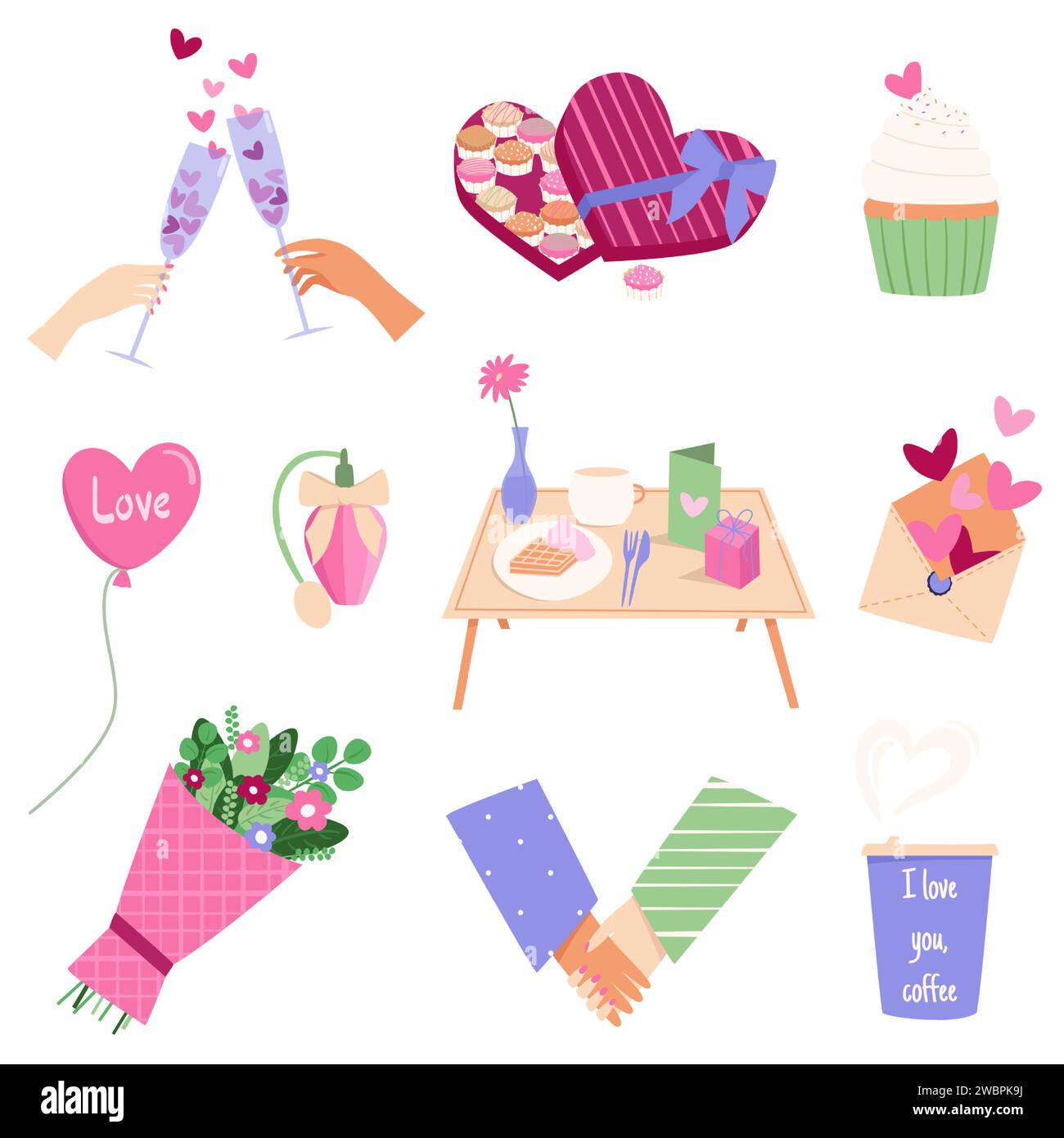 Vector set of valentine's day symbols isolated on white background ...